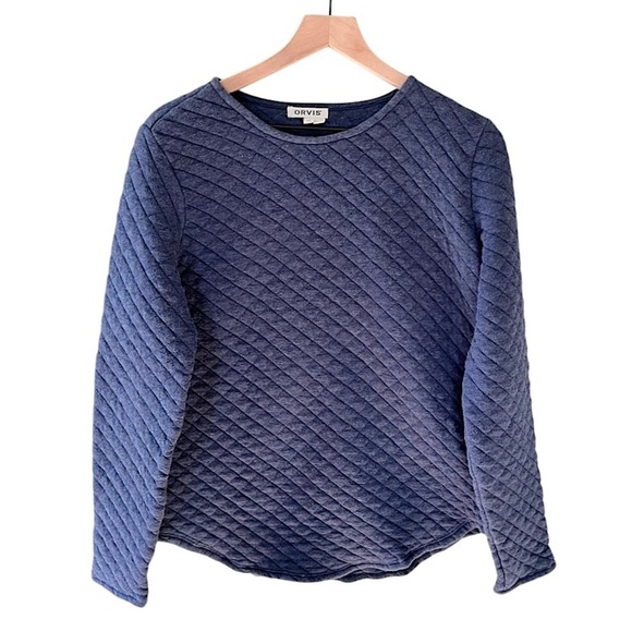 Orvis‎ Women’s Quilted Crewneck Long Sleeve Sweater in Blue Size Medium - Picture 1 of 9